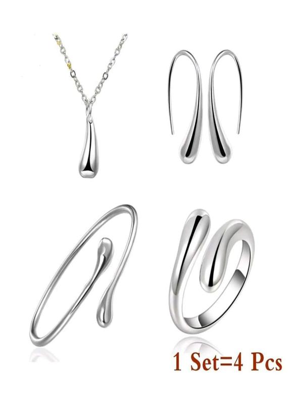 Summer Elegant Fashion Jewelry Set Include Bangle & Pendant Necklace & Ring & Earrings, Trendy All-match & Exquisite Jewelry for Party, Daily Clothing Decor