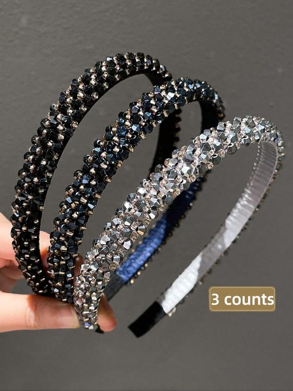 Rhinestone Decorated Hair Hoop, Elegant Hair Accessories for Women & Girls, Minimalist Headwear Suitable for Thick Hair