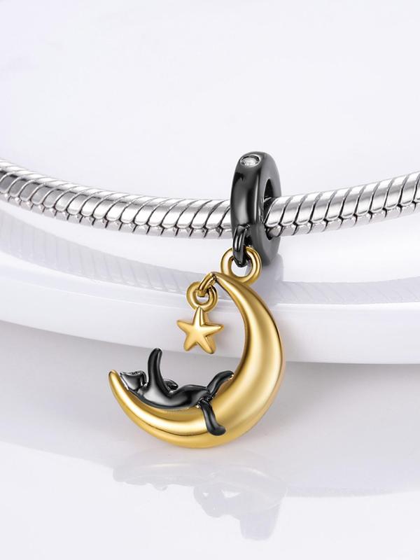 Cute Cat Design Pendant, Star & Moon Design Pendant for Women & Girls, Fashion Jewelry for Party, Daily Clothing Decor, Trendy Jewelry for Birthday Gift