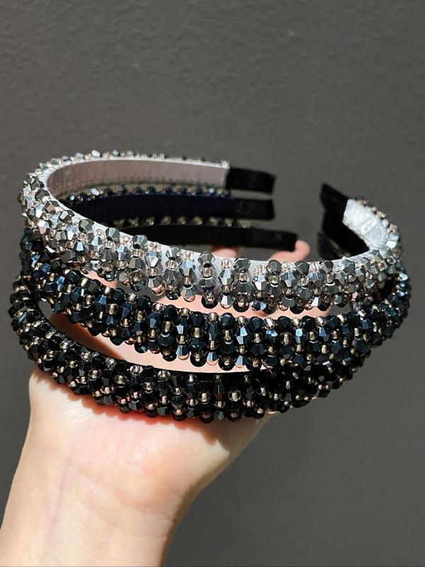 Rhinestone Decorated Hair Hoop, Elegant Hair Accessories for Women & Girls, Minimalist Headwear Suitable for Thick Hair