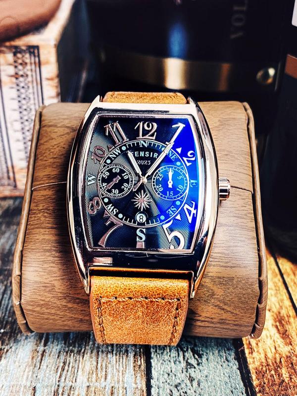 Men's Business Fashion Round Dial Quartz Watch, with Box, Fashion Watch for Party, Daily Clothing Decor, Trendy All-match & Exquisite Watch As Gift