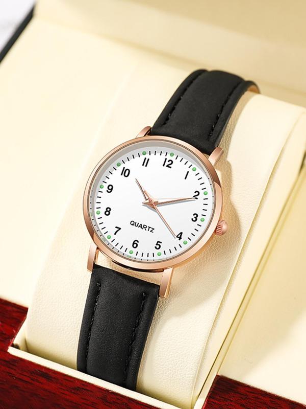 Women's Fashion Round Dial Analog Quartz Watch, Fashion Luminous Watch for Party, Daily Clothing Decor, Trendy All-match & Exquisite Watch for Birthday Gift