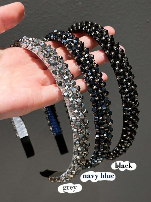 Rhinestone Decorated Hair Hoop, Elegant Hair Accessories for Women & Girls, Minimalist Headwear Suitable for Thick Hair