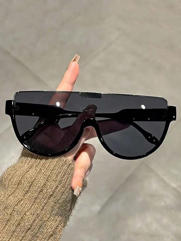 Y2K Sunglasses for Everyday Use (1 Pair), Trendy Casual Flat Top Bottom Rim Sunglasses, Fashion Bottom Rim Accessories for Outdoor Sports Party Vacation Travel