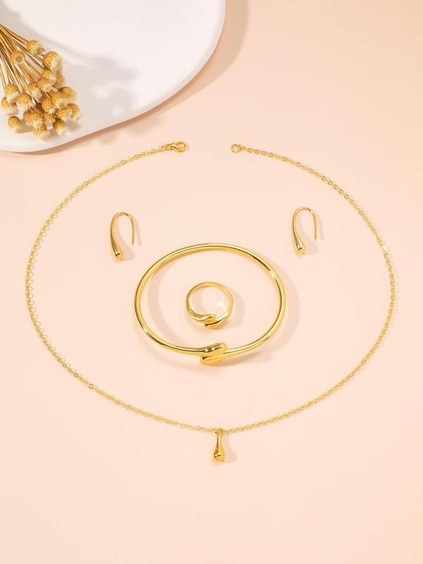 Summer Elegant Fashion Jewelry Set Include Bangle & Pendant Necklace & Ring & Earrings, Trendy All-match & Exquisite Jewelry for Party, Daily Clothing Decor