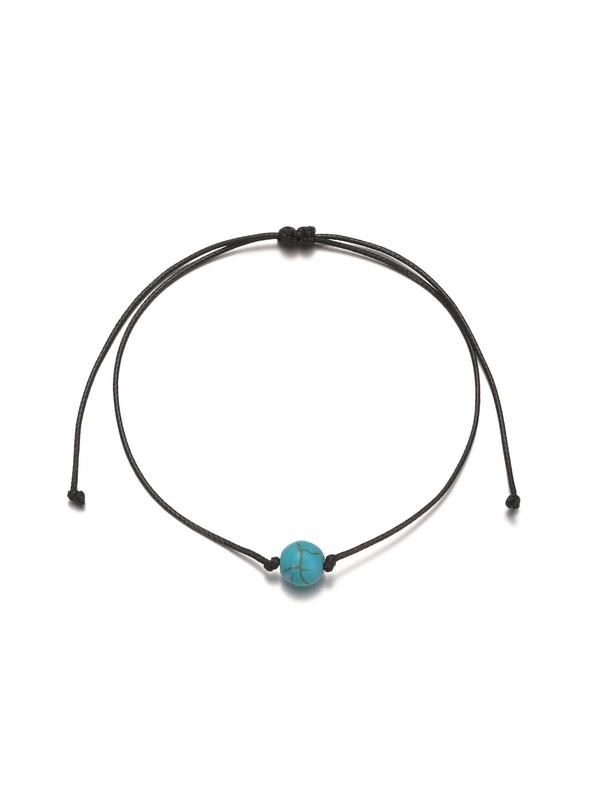 Simple Style Turquoise Texture Anklet, Fashionable Foot Jewelry for Women & Girls, Fashion Jewelry for Party, Daily Clothing Decor, Trendy All-match & Exquisite Jewelry for Birthday Gift