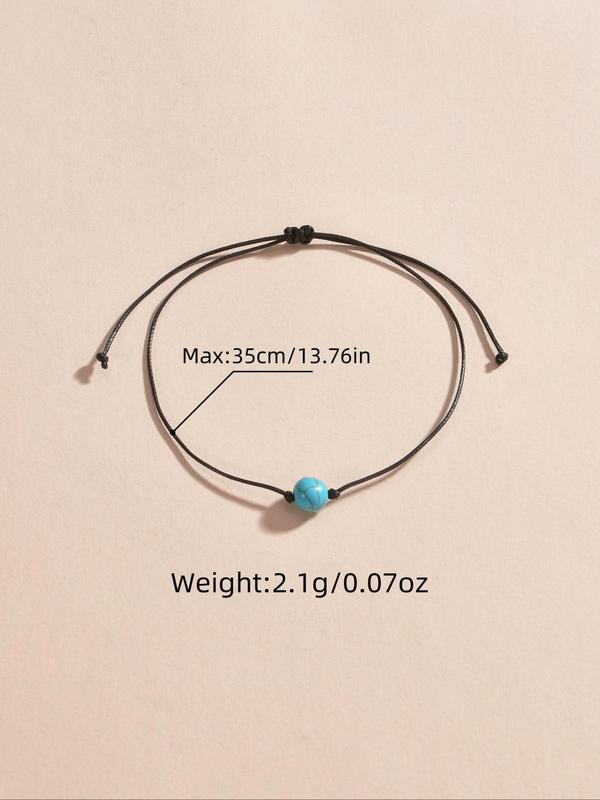 Simple Style Turquoise Texture Anklet, Fashionable Foot Jewelry for Women & Girls, Fashion Jewelry for Party, Daily Clothing Decor, Trendy All-match & Exquisite Jewelry for Birthday Gift