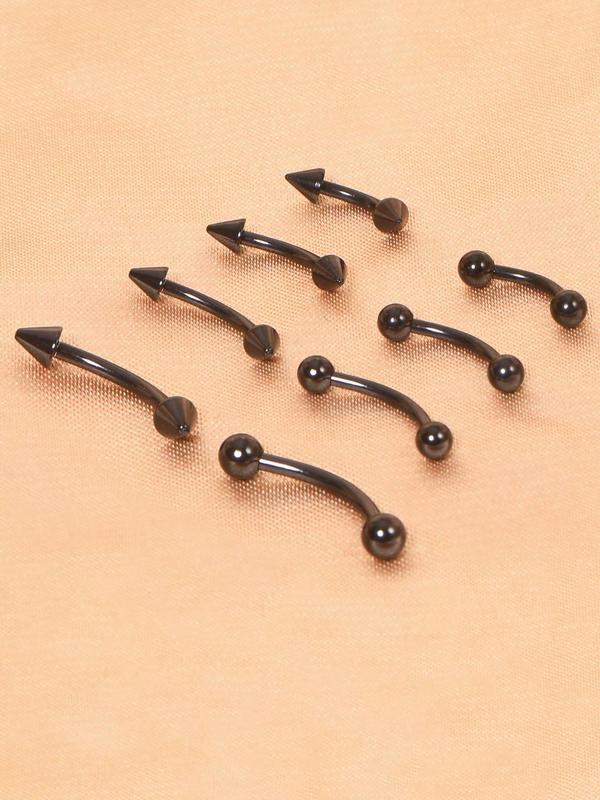 Stainless Steel Eyebrow Piercing Curved Barbell (8counts), Micro Eyebrow Stainless Steel Vertical Lip Ring, Ear Ring, Navel Ring, Body Jewelry for Women & Men