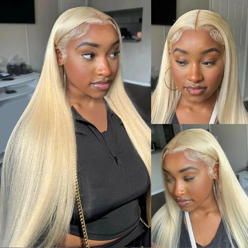 200% Density 13x6 HD Transparent 613 Blonde Lace Frontal Remy Hair Wigs 613 Bob Wig Brazilian Bone Straight 13x4 Lace Front Virgin Hair Wigs Buy 1 613 Blonde Wig Get 1 Pink Bag 1 HD Wig Cap 1 Brown Wig Cap and 1 Eyelashes hair  wigs