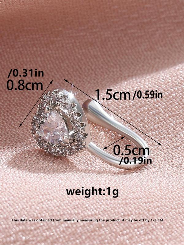 Heart Shaped Artificial Crystal & Rhinestone Decorated Fake Nose Ring, Fashionable Nose Ring for Women & Girls, Body Jewelry for Party, Daily Clothing Decor