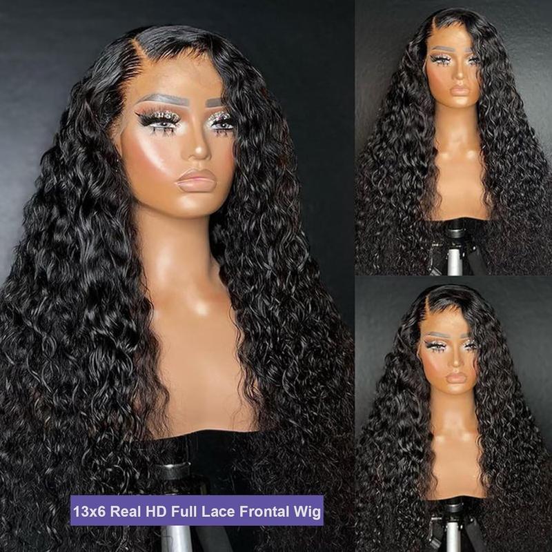 Lemoda 13x4 12A 210% Density 13x6 SKINLIKE Real HD Lace Water Wave Full Lace Frontal Wigs Deep Wave Virgin Human Hair Invisible 0.1mm Ultra-thin Frayed Ends Wet and Wavy Lace Front Wig Tiny Knots