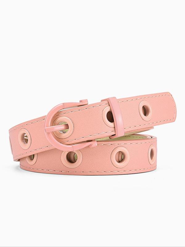 Women's Fashion Grommet Eyelet Design PU Buckle Belt, Casual Waistband for Jeans, Fashion Belt for Party, Daily Clothing Decor, Trendy All-match & Exquisite Belt for Gift