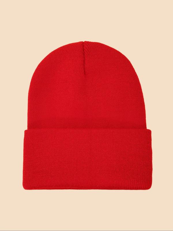 Solid Color Knitted Beanie Hat, Casual Outdoor Sports Hat for Men & Women, Fashion Accessories for Fall & Winter