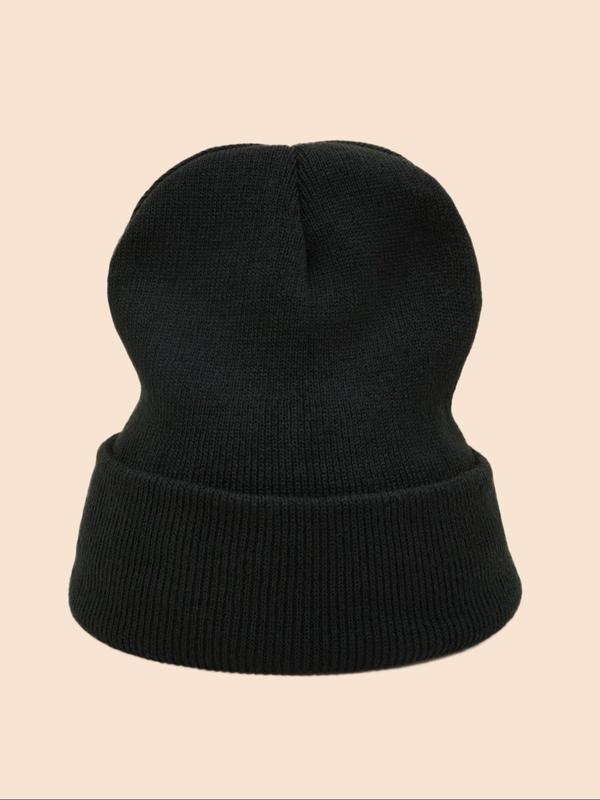 Solid Color Knitted Beanie Hat, Casual Outdoor Sports Hat for Men & Women, Fashion Accessories for Fall & Winter