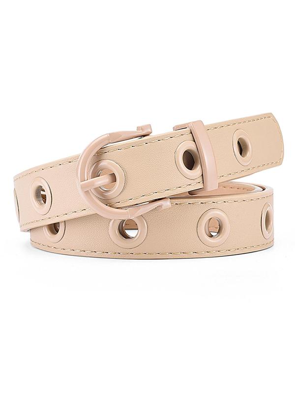 Women's Fashion Grommet Eyelet Design PU Buckle Belt, Casual Waistband for Jeans, Fashion Belt for Party, Daily Clothing Decor, Trendy All-match & Exquisite Belt for Gift