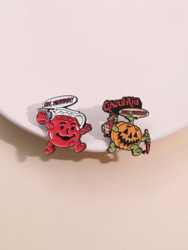 Cartoon Pumpkin & Wine Glass Design Brooches, Cute Enamel Pin Suitable for Backpacks, Jeans, Scarves, Hats Decoration, Fashion Accessories for Women & Men