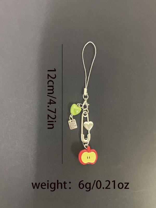 Cute Apple Design Keychain, Bow & Flower Decor Keychain for Car Key & Phone for Women & Girls, Fashion Y2k Accessories for Bag Decoration