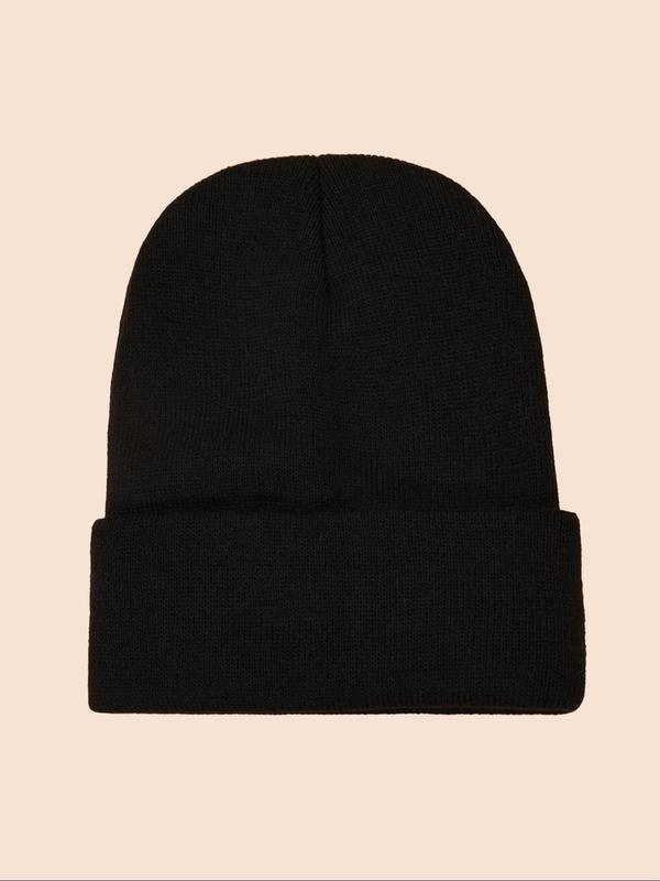 Solid Color Knitted Beanie Hat, Casual Outdoor Sports Hat for Men & Women, Fashion Accessories for Fall & Winter