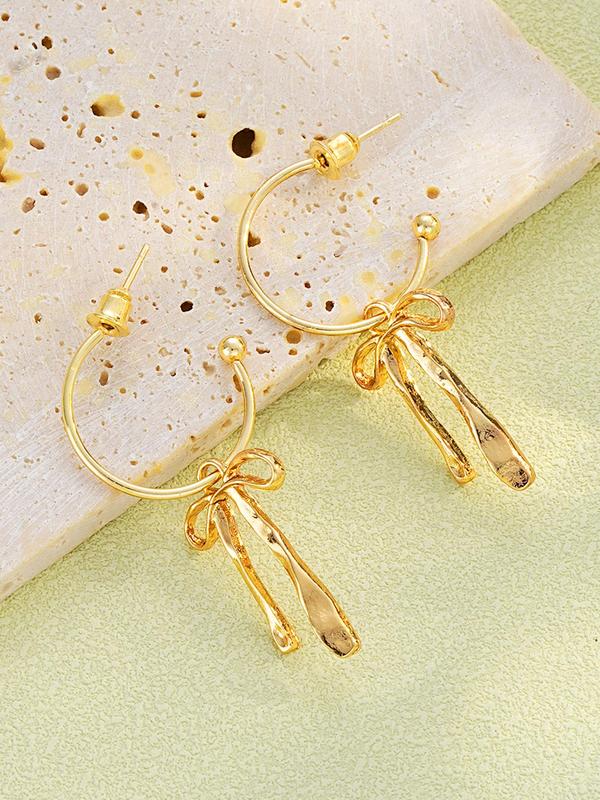 Women's Elegant Bowknot Design Dangle Earrings, Exquisite Trendy Dangle Earrings, Fashionable Jewelry for Women for Daily & Party Decoration