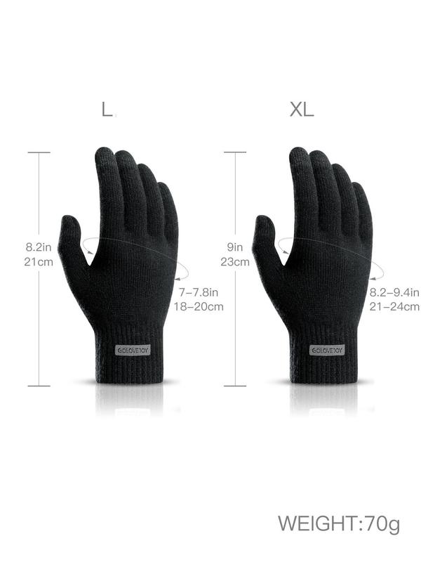 Men's Solid Color Touchscreen Gloves, Casual Warm Gloves for Fall & Winter, Fashion Accessories for Men & Women