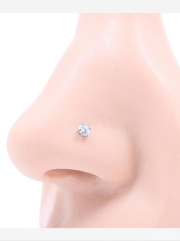 Unisex Rhinestone Decor Nose Studs, 6pcs Nose Rings for Women & Men, Summer Trendy Nose Piercing Jewelry, Punk Accessories, Body Jewelry for Party, Daily Clothing Decor for Girl