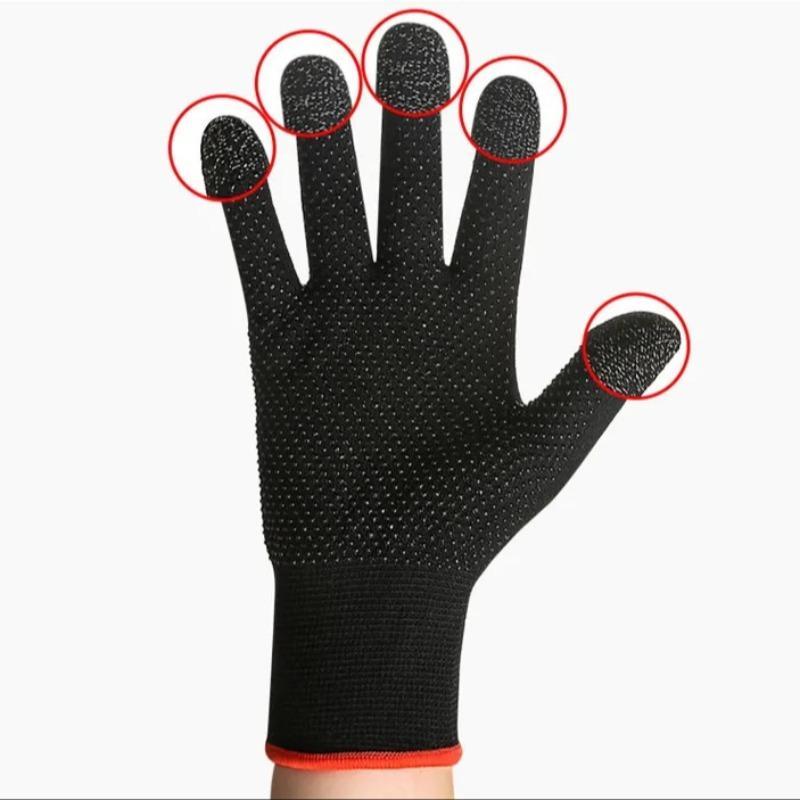 Ultra Thin Gaming Gloves, 1 Pair Breathable & Sweat-proof Mobile Phone Full Finger Glowers, Seamless Touch Screen Gloves for iPad Mobile Game Controller E-sports