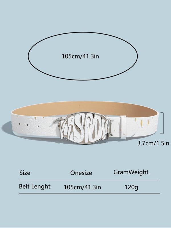 Unisex Punk Style Letter Design PU Buckle Belt, Fashion Belt for Party, Daily Clothing Decor, Trendy All-match & Exquisite Belt for Birthday Gift