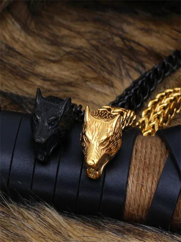 Vintage Wolf Head Chain Bracelet, Stainless Steel Jewelry for Party, Daily Clothing Decor, Trendy All-match & Exquisite Jewelry for Birthday Gift