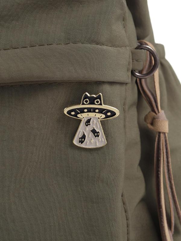 Cute Cartoon Cat & Space Ship Design Brooch Pin, Fashion Jewelry Accessories for Men & Women, Fashion Brooch for Party, Daily Clothing Decor, Trendy All-match & Exquisite Brooch for Birthday Gift