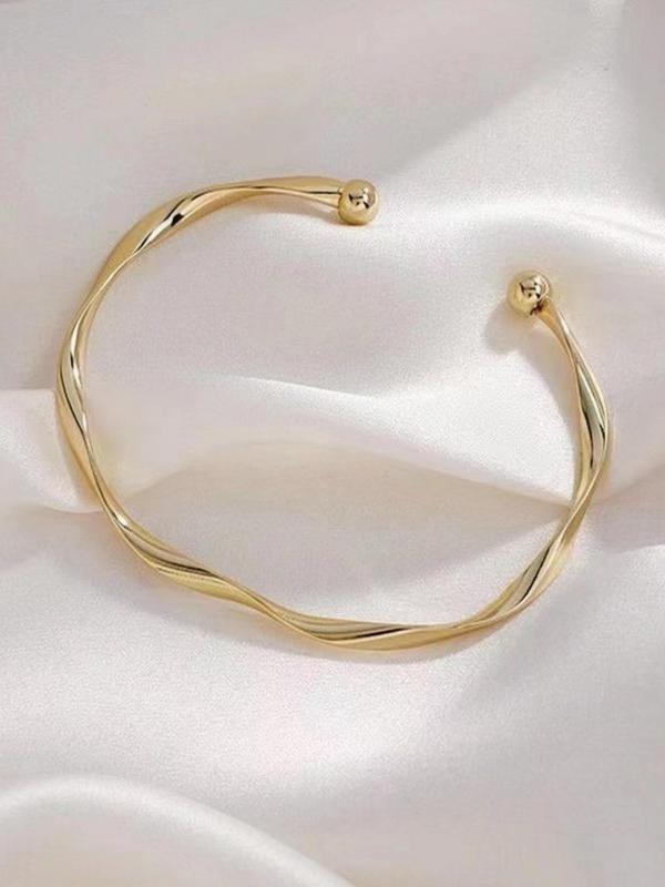 Fashion Simple Twist Design Cuff Bangle Bracelet, Fall Creative Alloy Accessories for Women, Daily Commuting Versatile Accessories for Party and Club, 80s Fashion