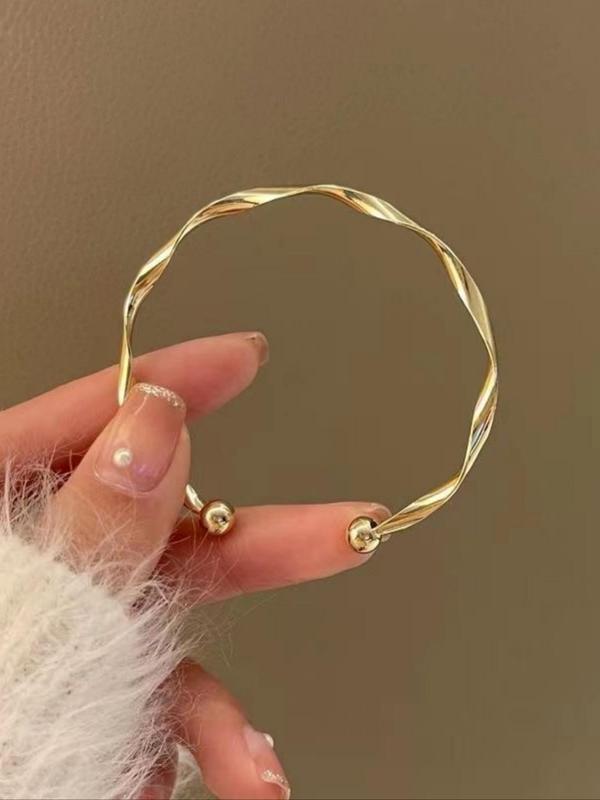 Fashion Simple Twist Design Cuff Bangle Bracelet, Fall Creative Alloy Accessories for Women, Daily Commuting Versatile Accessories for Party and Club, 80s Fashion