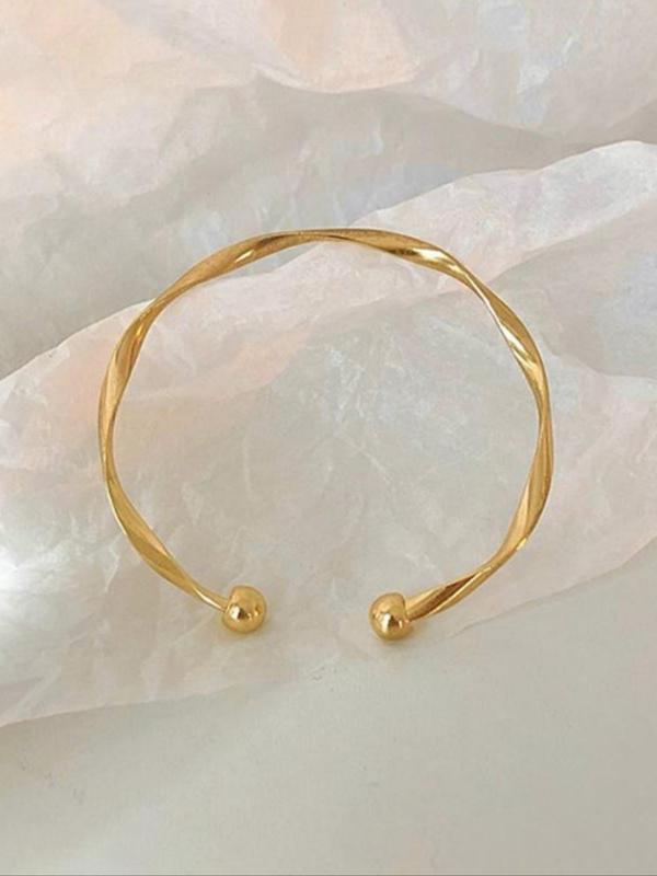 Fashion Simple Twist Design Cuff Bangle Bracelet, Fall Creative Alloy Accessories for Women, Daily Commuting Versatile Accessories for Party and Club, 80s Fashion