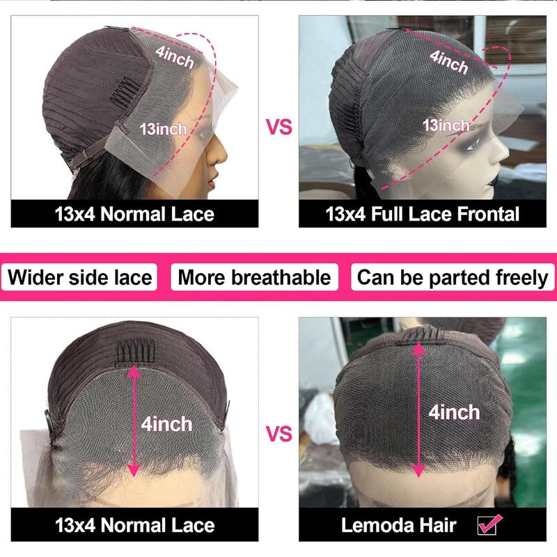 Lemoda 13x4 12A 210% Density 13x6 SKINLIKE Real HD Lace Water Wave Full Lace Frontal Wigs Deep Wave Virgin Human Hair Invisible 0.1mm Ultra-thin Frayed Ends Wet and Wavy Lace Front Wig Tiny Knots