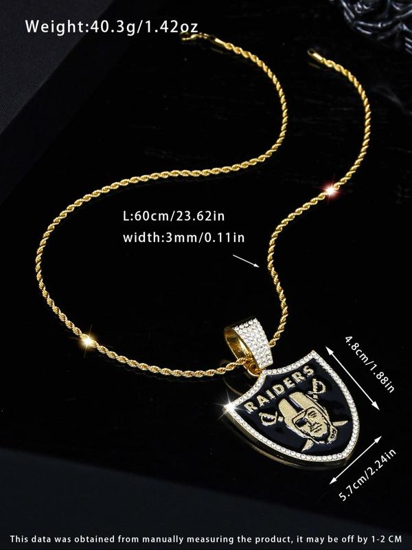 NFL Team Logo Pendant Necklace, Rhinestone Decor Stainless Steel Necklace for Men, Fashion Jewelry for Party, Daily Decor, Trendy All-match & Exquisite Jewelry for Birthday Gift