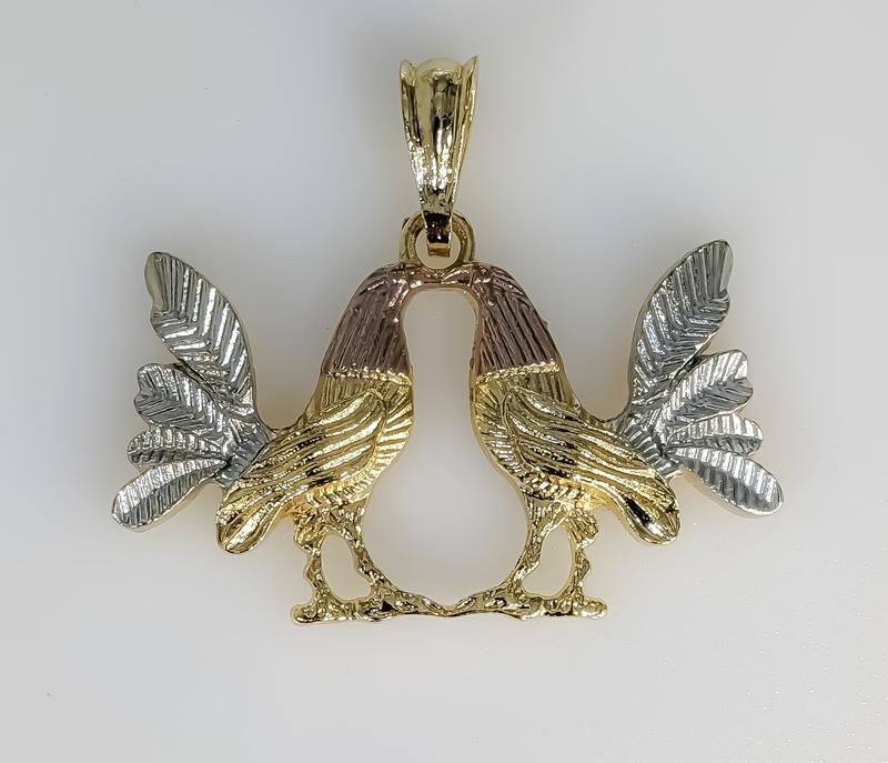 Plated Tri-Color Rooster Pendant