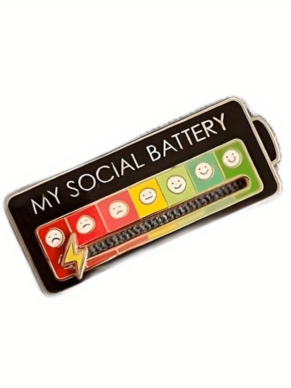 Social Battery Design Brooch, Cute Brooch Pin for Daily Clothing Decor, Funny Emotional Enamel Pin, Trendy All-match & Exquisite Brooch for Birthday Gift