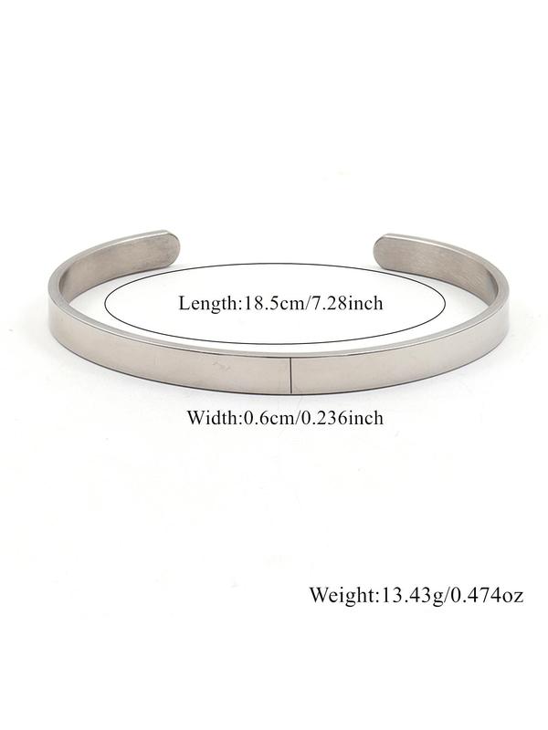 Temperament Plain Stainless Steel Cuff Bangle Bracelets for Men, Fashionable Casual Versatile Matching Bracelets Accessories, 2024 Summer Trendy All-match Luxury Jewelry