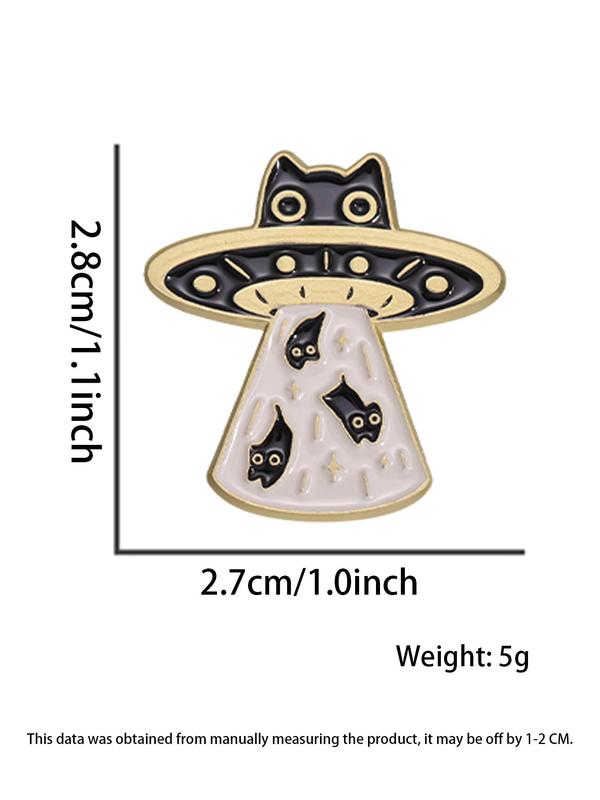 Cute Cartoon Cat & Space Ship Design Brooch Pin, Fashion Jewelry Accessories for Men & Women, Fashion Brooch for Party, Daily Clothing Decor, Trendy All-match & Exquisite Brooch for Birthday Gift