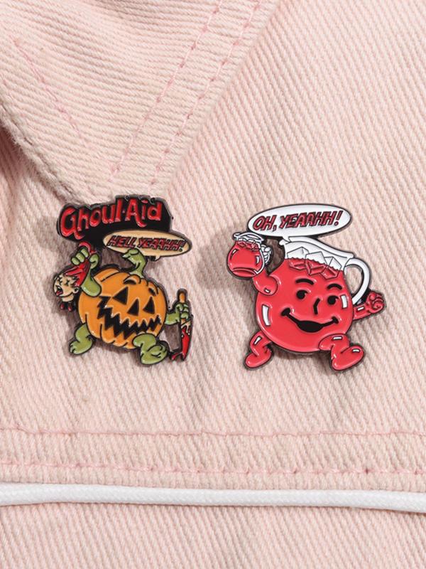 Cartoon Pumpkin & Wine Glass Design Brooches, Cute Enamel Pin Suitable for Backpacks, Jeans, Scarves, Hats Decoration, Fashion Accessories for Women & Men