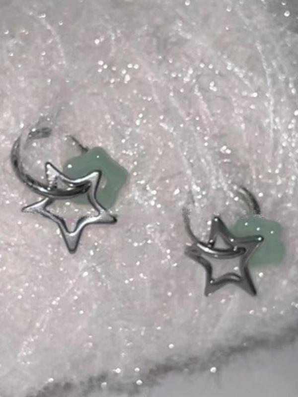 Temperament Hollow Out Star Decor Dangle Earrings for Women, Clean Girl Jewelry, Exquisite Ear Jewelry, Fashion Accessories for Party, Daily Clothing Decor