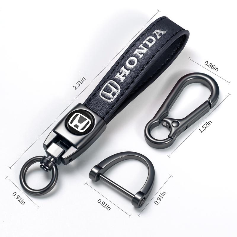 Genuine Leather Car Keychain Keyring Accessories Compatible with  Toyota Honda  Chevy Jeep Dodge Challenger TRD Ford Subaru Infiniti Series Car Keychains Family Present for Man and Woman Black