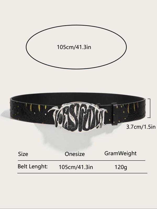 Unisex Punk Style Letter Design PU Buckle Belt, Fashion Belt for Party, Daily Clothing Decor, Trendy All-match & Exquisite Belt for Birthday Gift