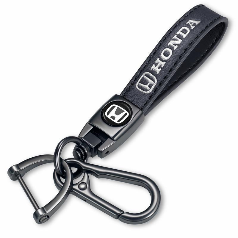 Genuine Leather Car Keychain Keyring Accessories Compatible with  Toyota Honda  Chevy Jeep Dodge Challenger TRD Ford Subaru Infiniti Series Car Keychains Family Present for Man and Woman Black