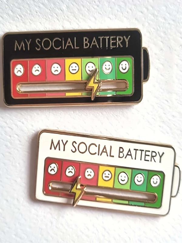 Social Battery Design Brooch, Cute Brooch Pin for Daily Clothing Decor, Funny Emotional Enamel Pin, Trendy All-match & Exquisite Brooch for Birthday Gift