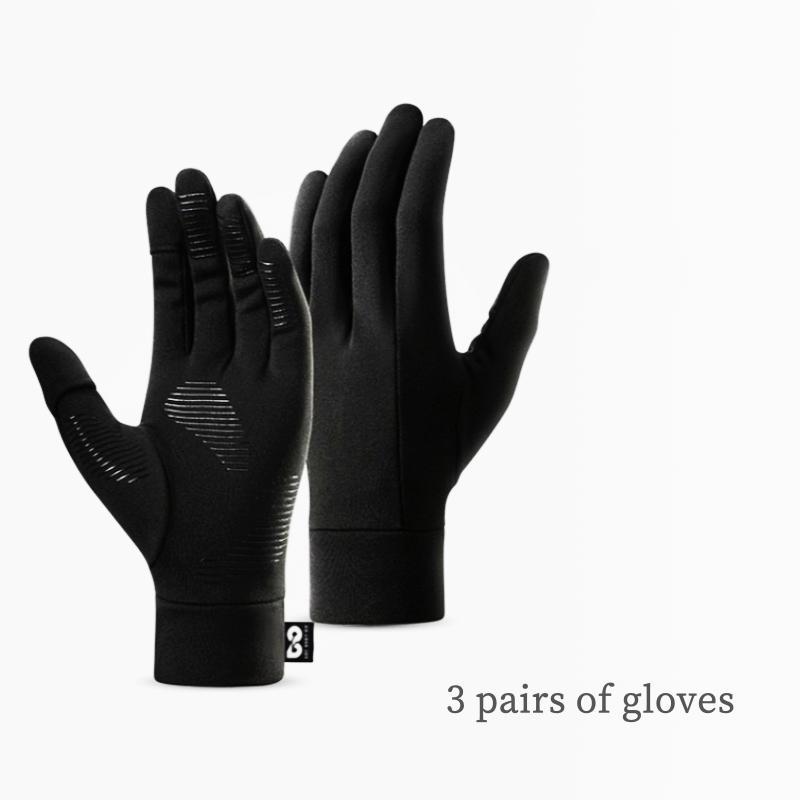 Sporty Unisex Plain Thermal Lined Touch Screen Sports Gloves, 3 Counts set Winter Warm Non-Slip Gloves for Outdoor Running, Cycling, Skiing Gloves, Sports & Outdoor Clothing Accessories