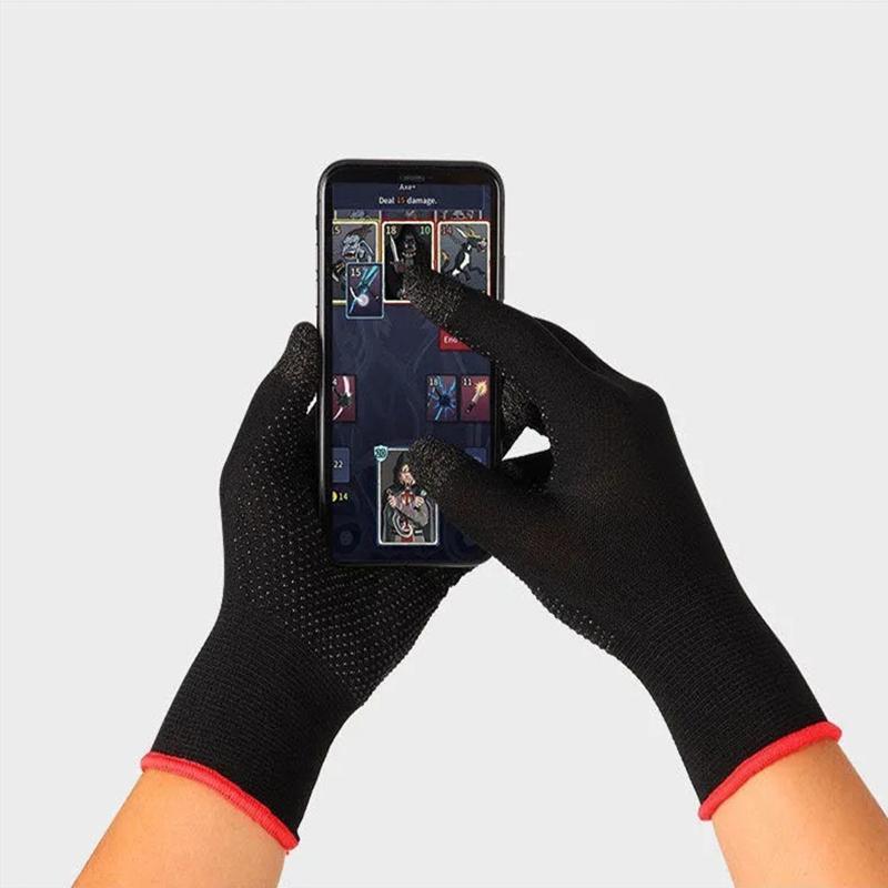 Ultra Thin Gaming Gloves, 1 Pair Breathable & Sweat-proof Mobile Phone Full Finger Glowers, Seamless Touch Screen Gloves for iPad Mobile Game Controller E-sports