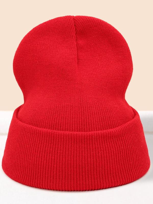 Solid Color Knitted Beanie Hat, Casual Outdoor Sports Hat for Men & Women, Fashion Accessories for Fall & Winter