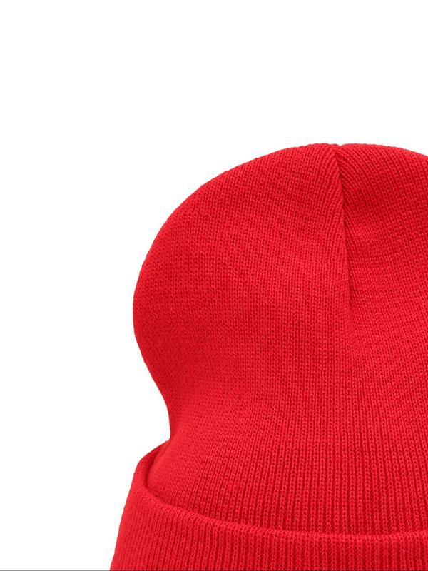 Solid Color Knitted Beanie Hat, Casual Outdoor Sports Hat for Men & Women, Fashion Accessories for Fall & Winter