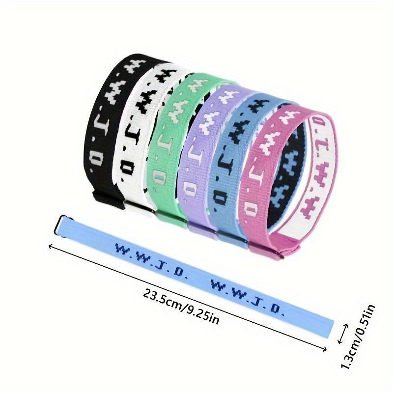 Letter Pattern Braided Wristband, 6 Counts set Adjustable Sports Wristband, Friendship Wristband for Daily Wear and Festival Celebration, Christmas Gift