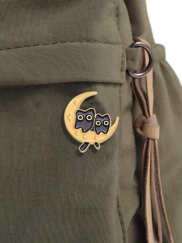 Cute Moon & Cat Design Brooch Pin, Casual Jewelry for Party, Daily Clothing Decor, Casual Zinc Alloy Jewelry for Men & Women